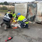 Con simulacro de siniestro vial, autoridades regionales llaman a una conducción segura en la previa de Navidad